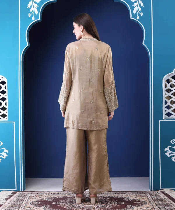 Lite Golden Three Piece Co-ord Set with Hand Embroidered - Image 5