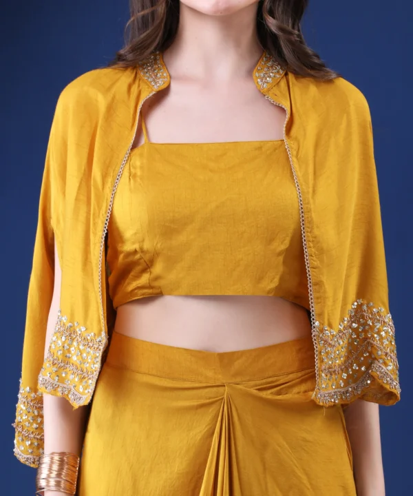 Mustard 3 Piece Co-ord Set with Sequin Embroidery - Image 3