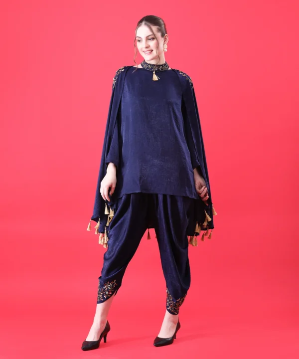 Navy Blue Three-Piece Co-ord Set with Hand Embroidered - Image 3