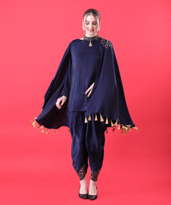 Navy Blue Three-Piece Co-ord Set with Hand Embroidered - Image 6