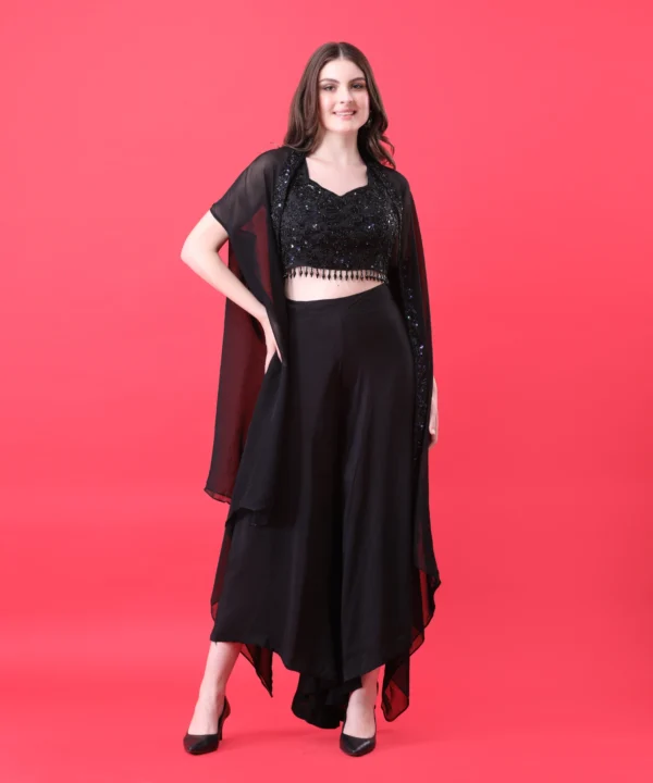 Organza Cape Set with Fully Handworked Silk - Image 4