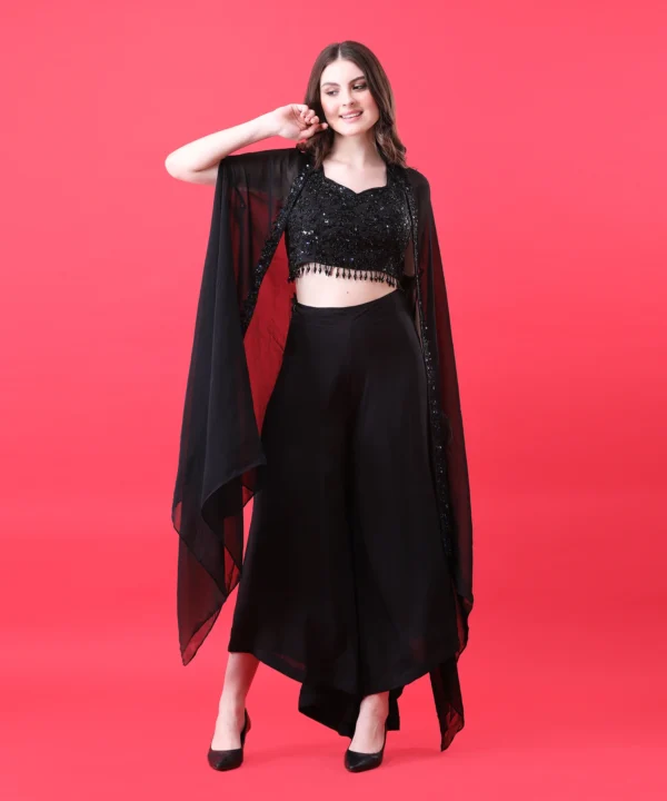 Organza Cape Set with Fully Handworked Silk - Image 6
