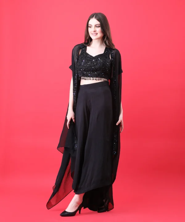 Organza Cape Set with Fully Handworked Silk