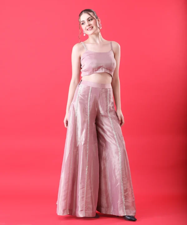 Prismrose Tissue Cape Set with Handwork Pearls - Image 3