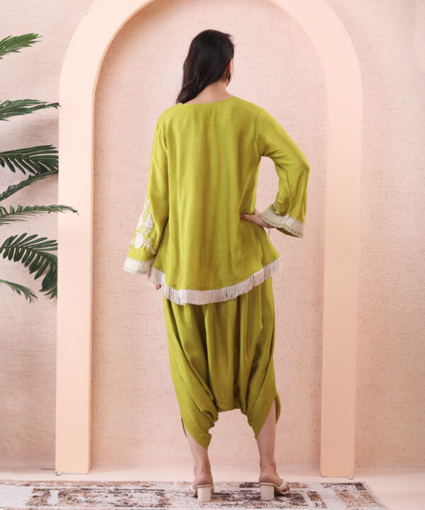 Mehndi Silk Co-ord Set with Pearl Embroidery - Image 4