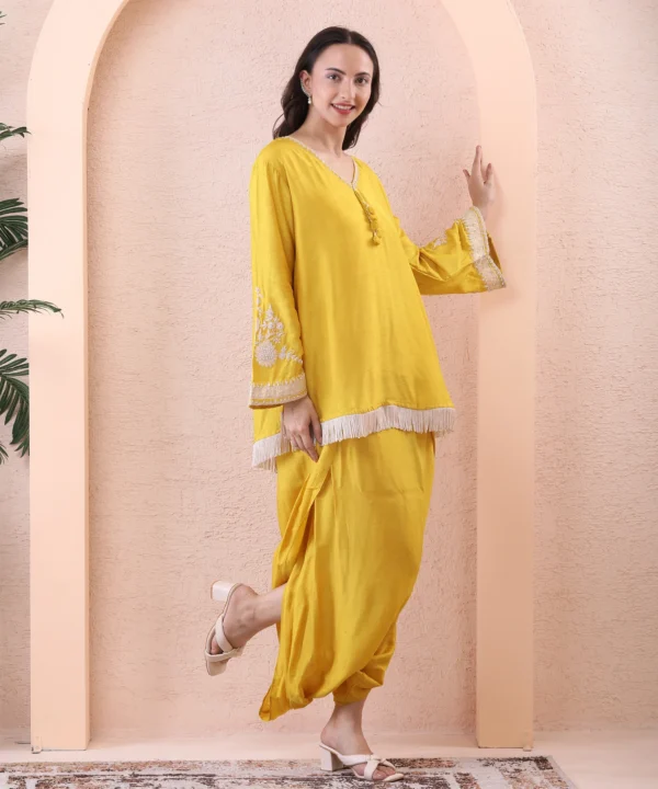 Silk Co-ord Set with Thread, Sequin & Pearl Handwork