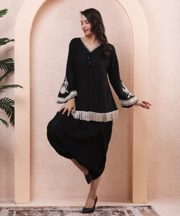Silk Co-ord Set with Thread, Sequin & Pearl Embroidery - Image 3