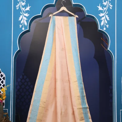 Handloom Silk Golden Saree with Phirozi Traditional