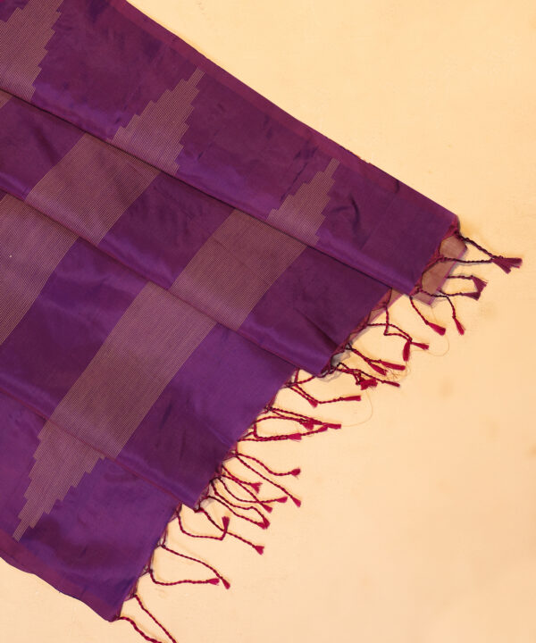 Handloom Silk Saree in Mulberry Pink Color with Dark Purple Palla - Image 4