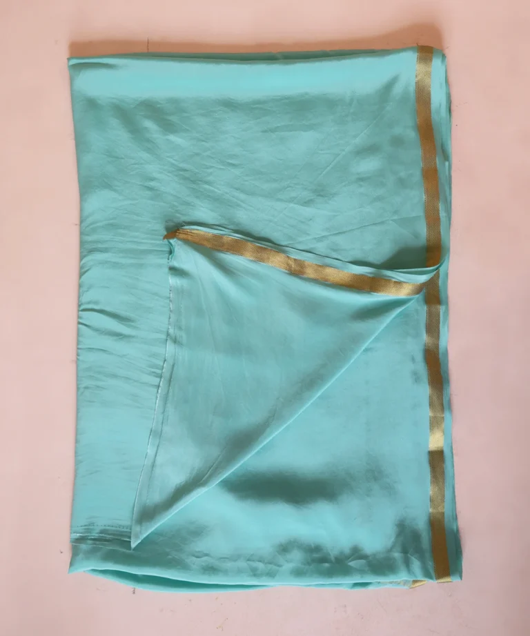 Mysore Silk Plain Teal Green Saree with Golden Zari